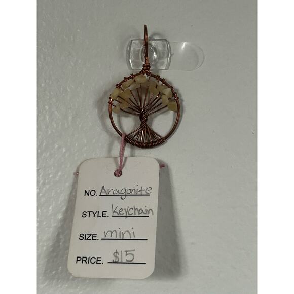 Handmade Copper and Serpentine Crystal Tree of life 3.5x2” Wall Decor - Picture 2 of 5